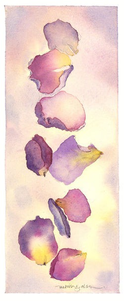 falling rose petals watercolor painting