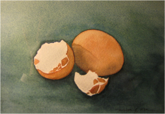 eggshells watercolor painting